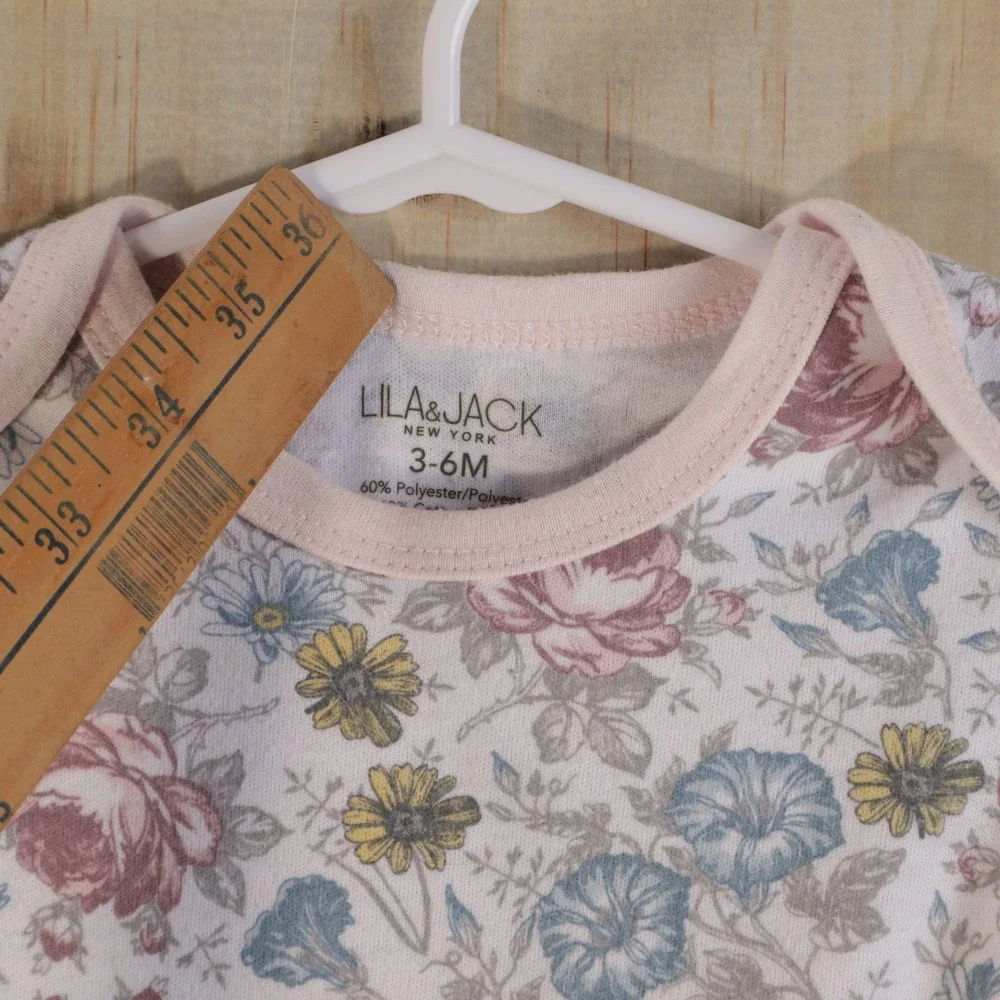 Lila & Jack Baby Girls Floral Long Sleeve Bodysuit Pink Blue 3-6M